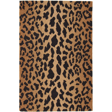 Leopard Hand Micro Hooked Wool Rug - Brown