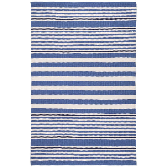 Rugby Stripe Denim Handwoven Indoor/Outdoor Rug