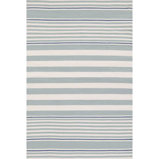 Rugby Stripe Light Blue Handwoven Indoor/Outdoor Rug