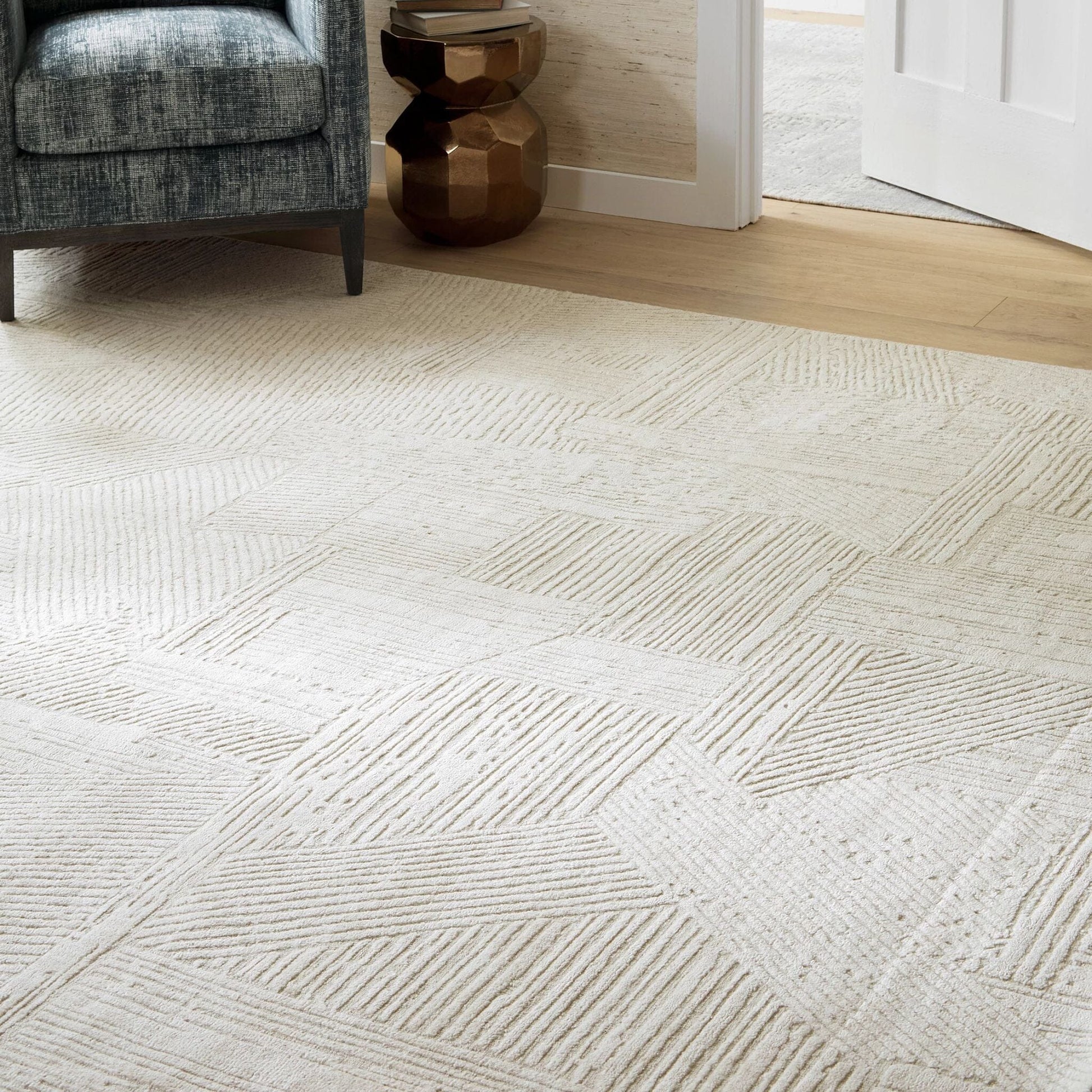 Adrian Beige Handwoven Wool Rug Rugs 