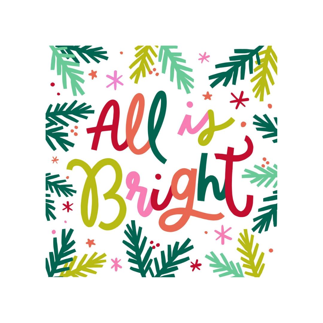 All is Bright Cocktail Napkin Linens 