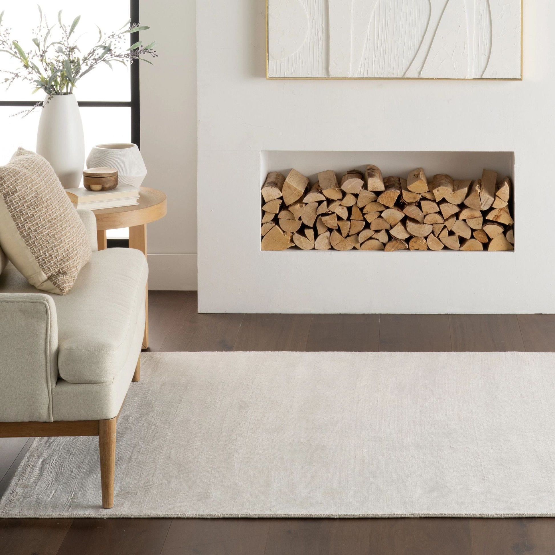 Alva Sand Hand Loom Knotted Viscose Rug Rugs 