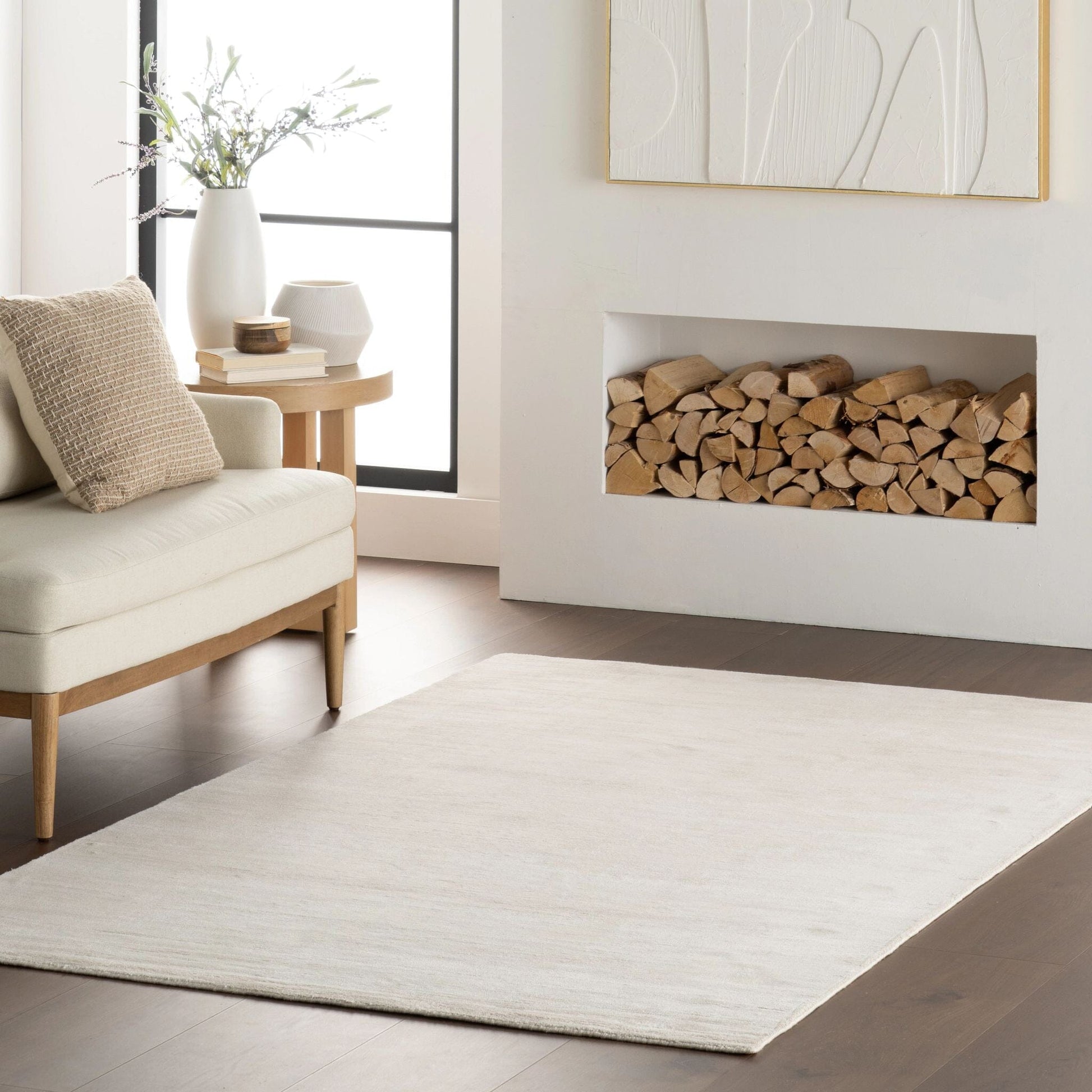Alva Sand Hand Loom Knotted Viscose Rug Rugs 