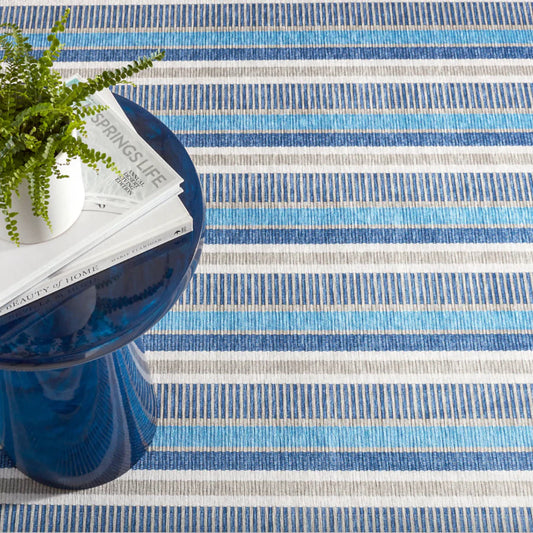 Always Greener Blue/Grey Machine Washable Rug WASHABLE 