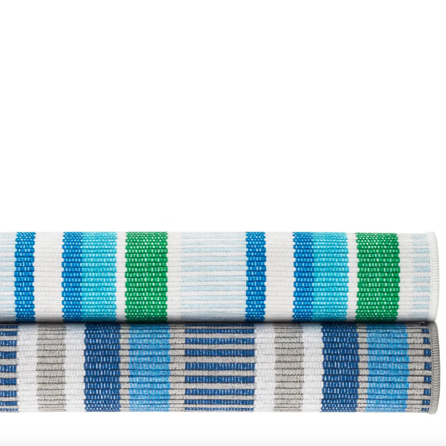 Always Greener Cobalt/Green Machine Washable Rug WASHABLE 
