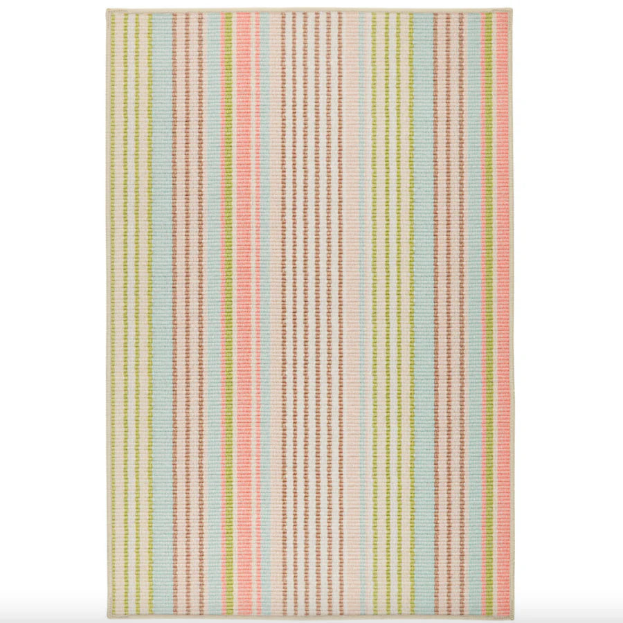 Ana Ticking Aqua Machine Washable Rug WASHABLE 