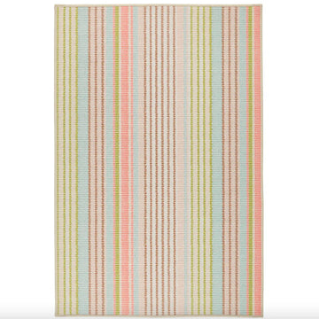 Ana Ticking Aqua Machine Washable Rug WASHABLE 