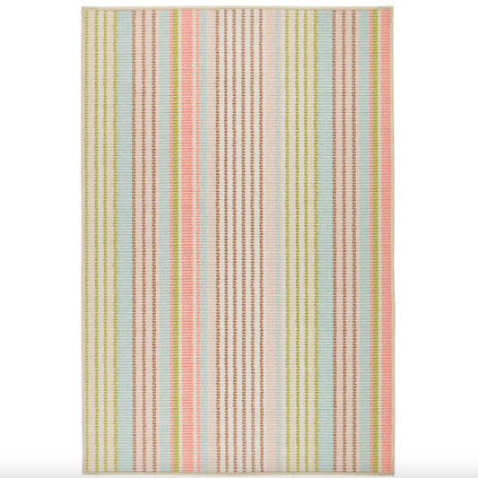 Ana Ticking Aqua Machine Washable Rug WASHABLE 