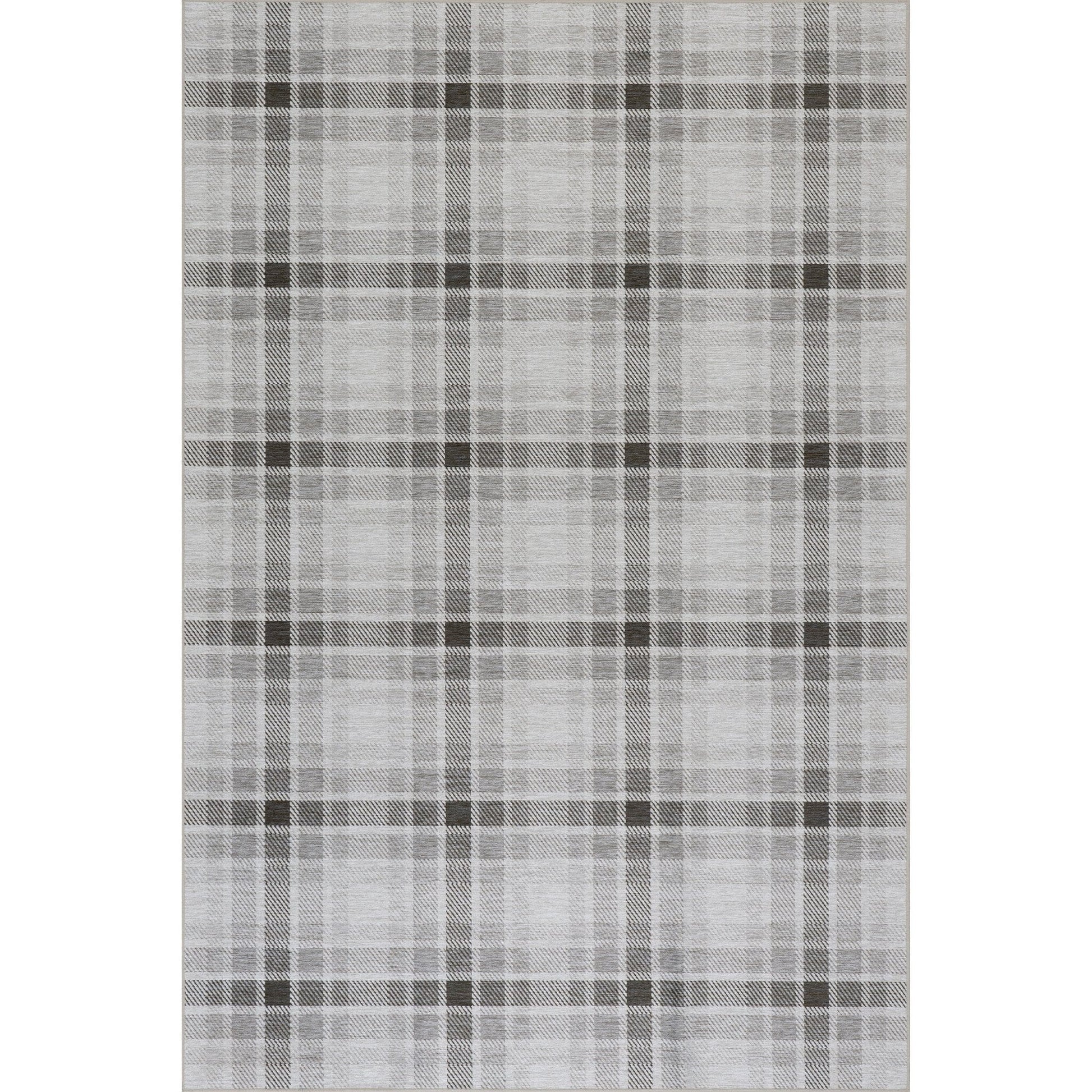 Andri Modern Plaid Machine Washable Rug - Black Rugs 