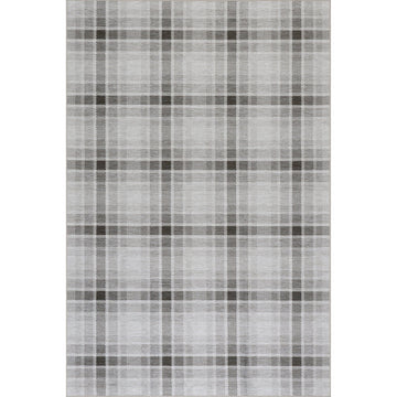 Andri Modern Plaid Machine Washable Rug - Black Rugs 