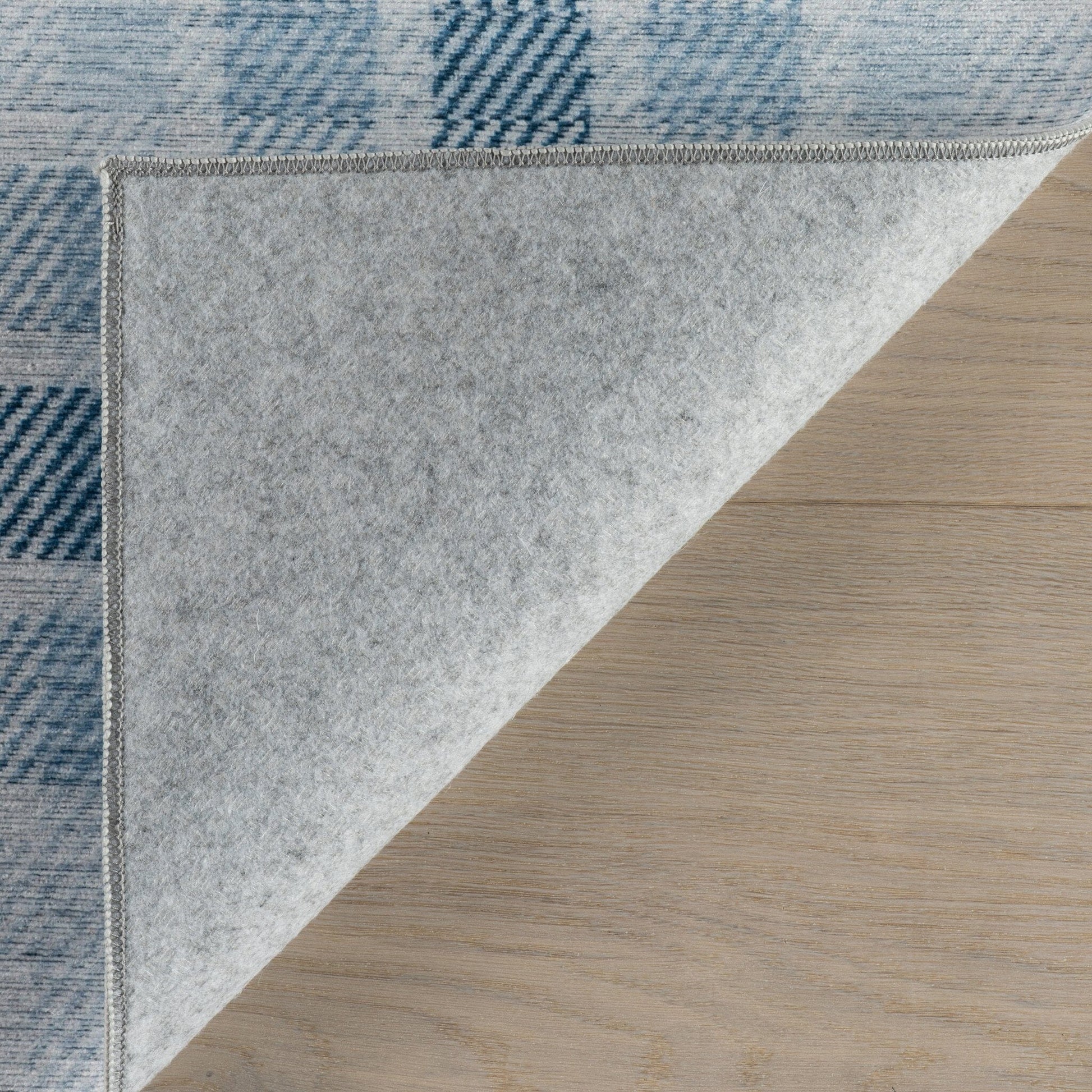 Andri Modern Plaid Machine Washable Rug - Blue Rugs 