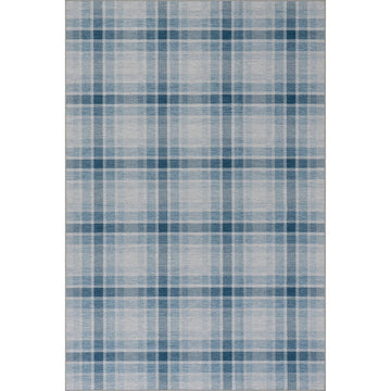 Andri Modern Plaid Machine Washable Rug - Blue Rugs 