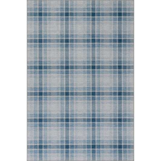 Andri Modern Plaid Machine Washable Rug - Blue Rugs 