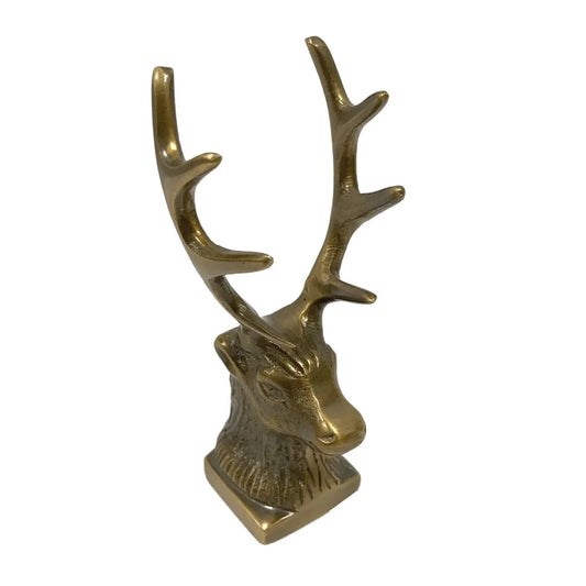 Antique Brass Stag Pen Holder and Paper Weight Objects & Accents 