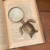 Antiqued Brass Turtle Magnifying Glass, 7” Home Accents 