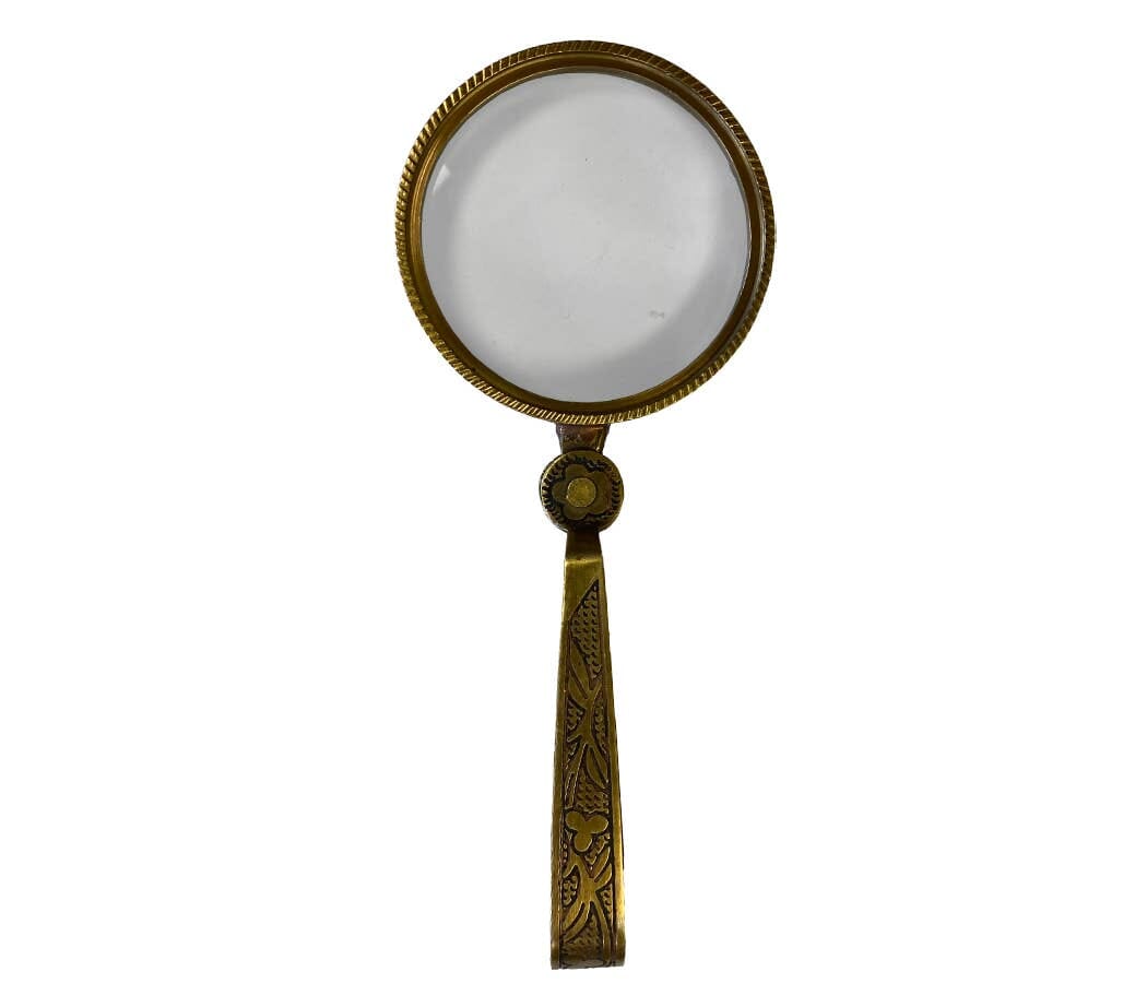 Antiqued Folding Brass Magnifying Glass | Tabletop decor Home Accents 