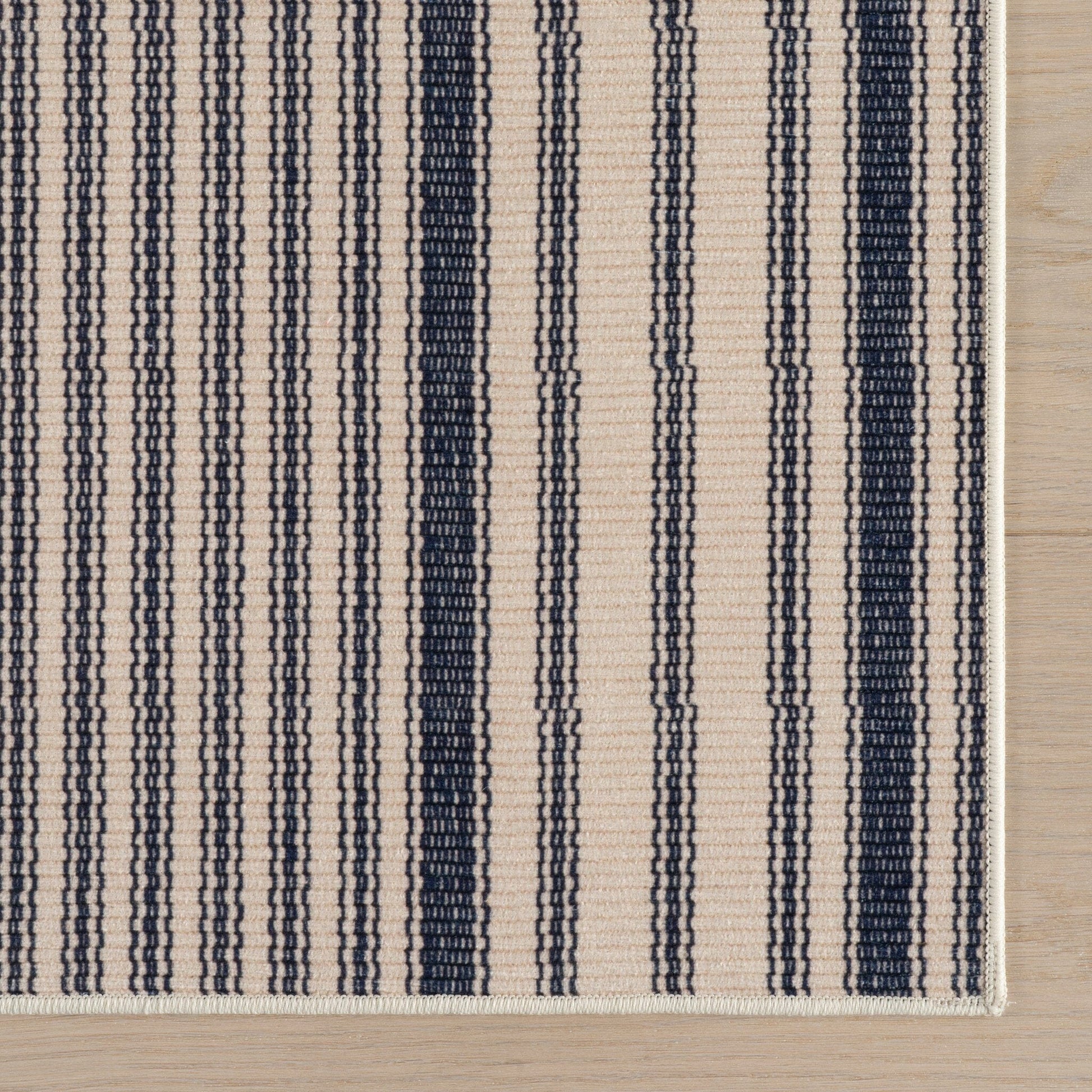 Axiom Coastal Striped Machine Washable Rug - Navy Rugs 