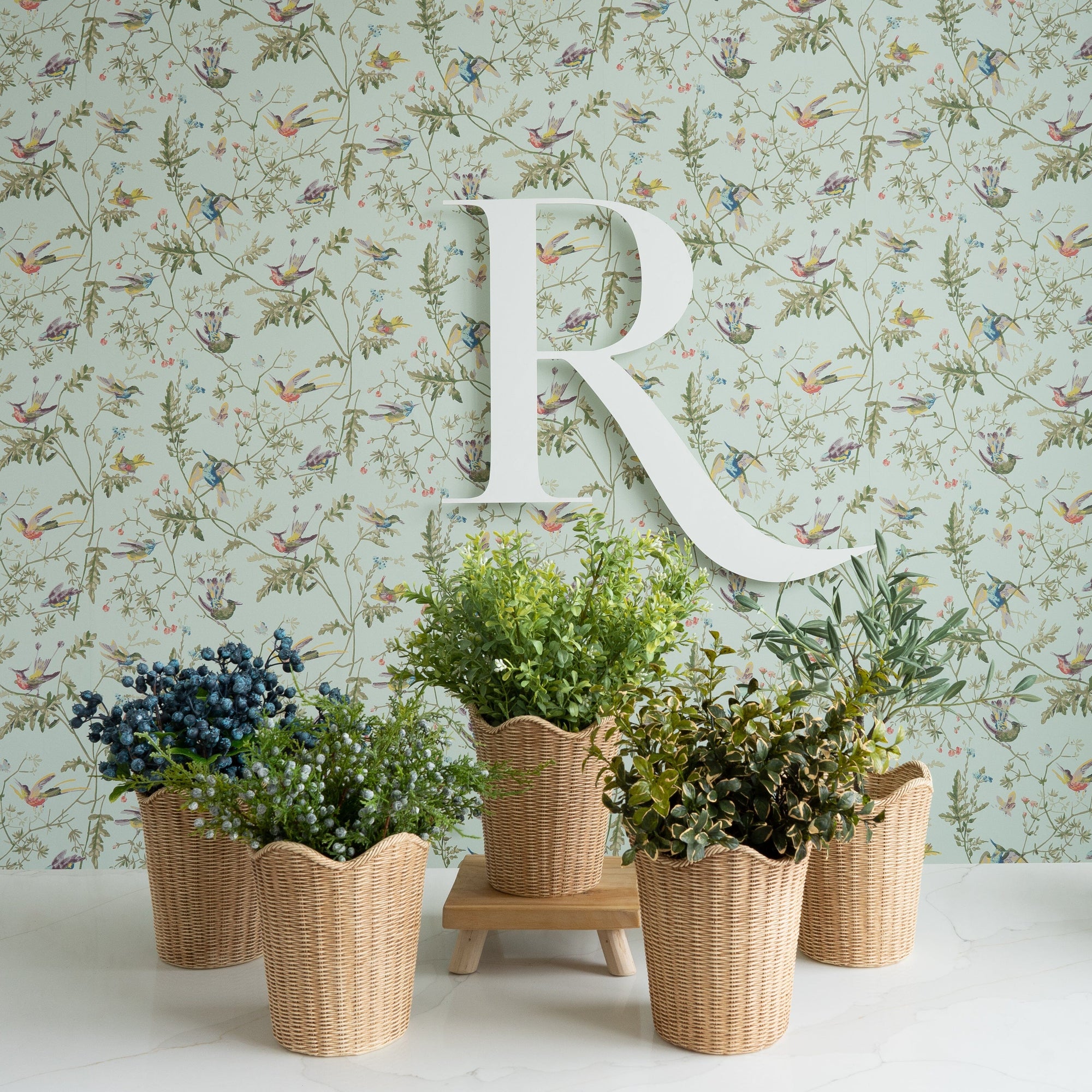 Basketweave Resin Scalloped Pot Vases, Planters & Jars 