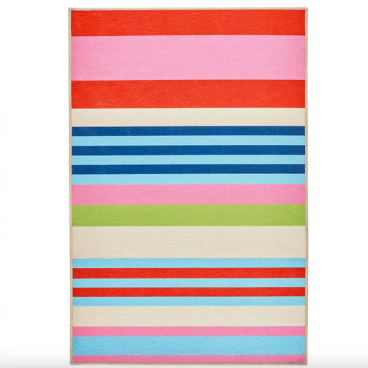 Beach Stripe Multi Machine Washable Rug WASHABLE 