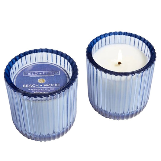Beach Wood- Blue Glass Candle 8oz Candles & Home Fragrance 