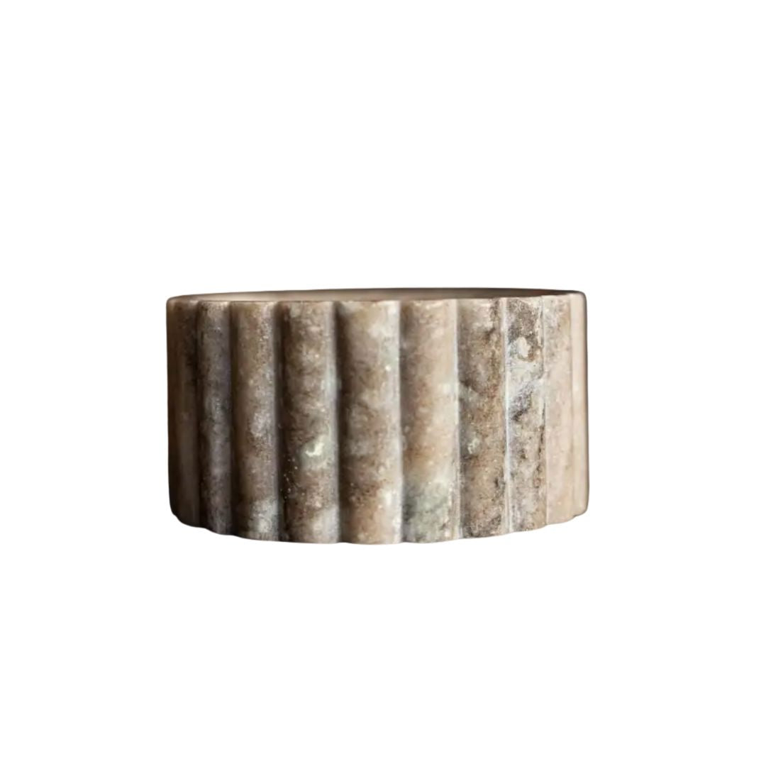 Beige Fluted Marble Dish Objects & Accents 