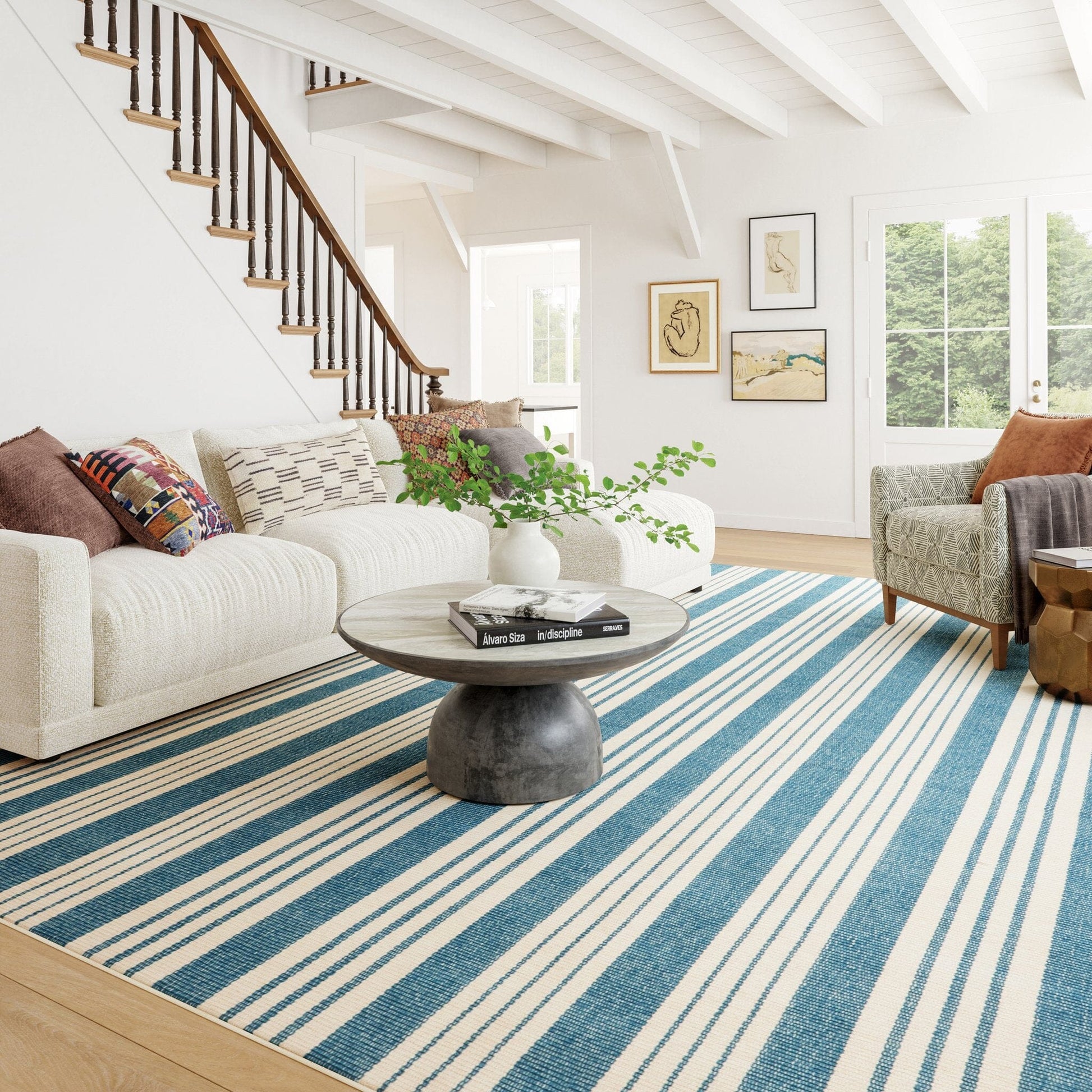 Birmingham Blue Machine Washable Rug Rugs 