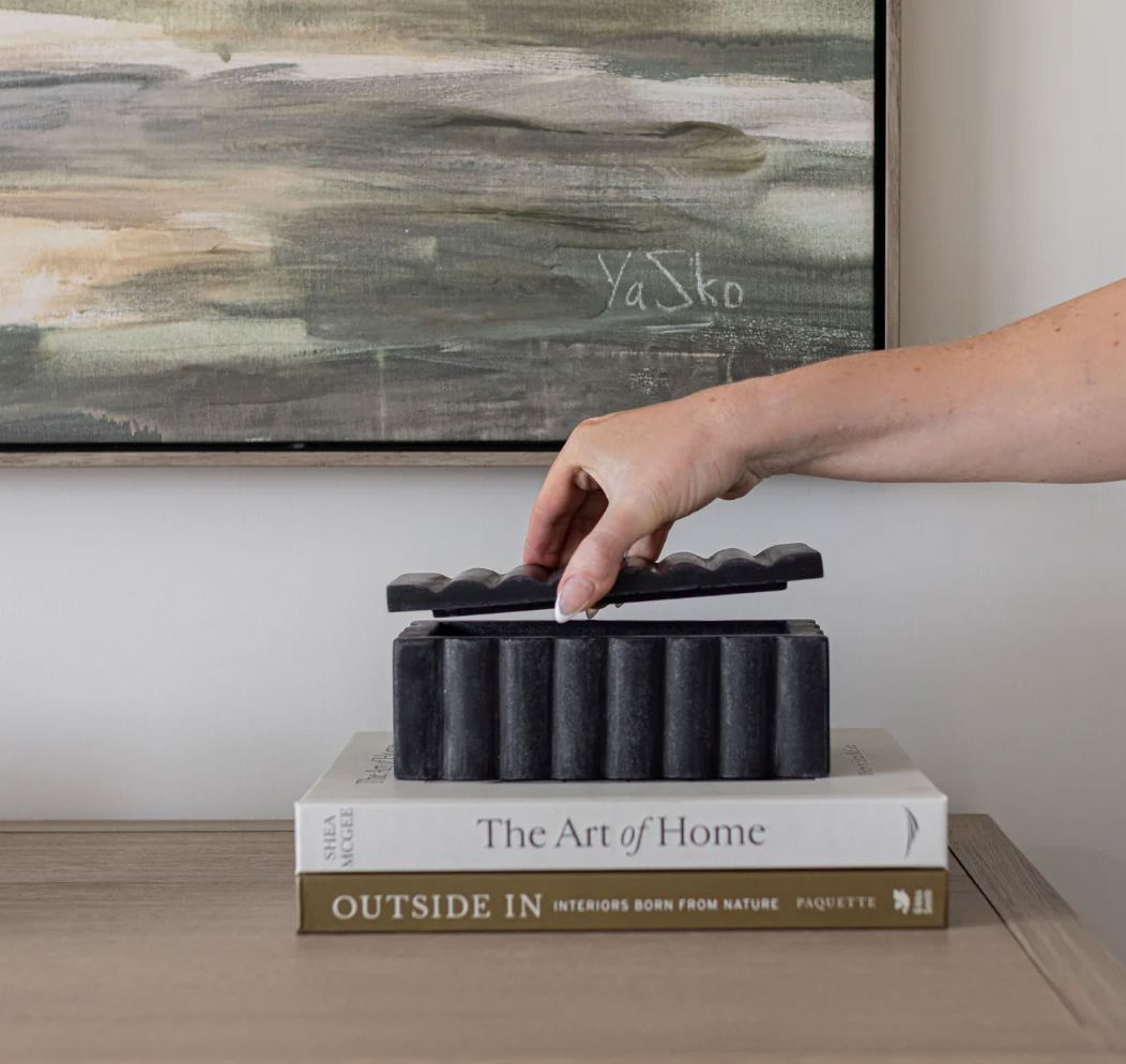 Black Marble Fluted Box Objects & Accents 
