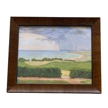 Blue and Green Landscape Vintage Print Framed Art 