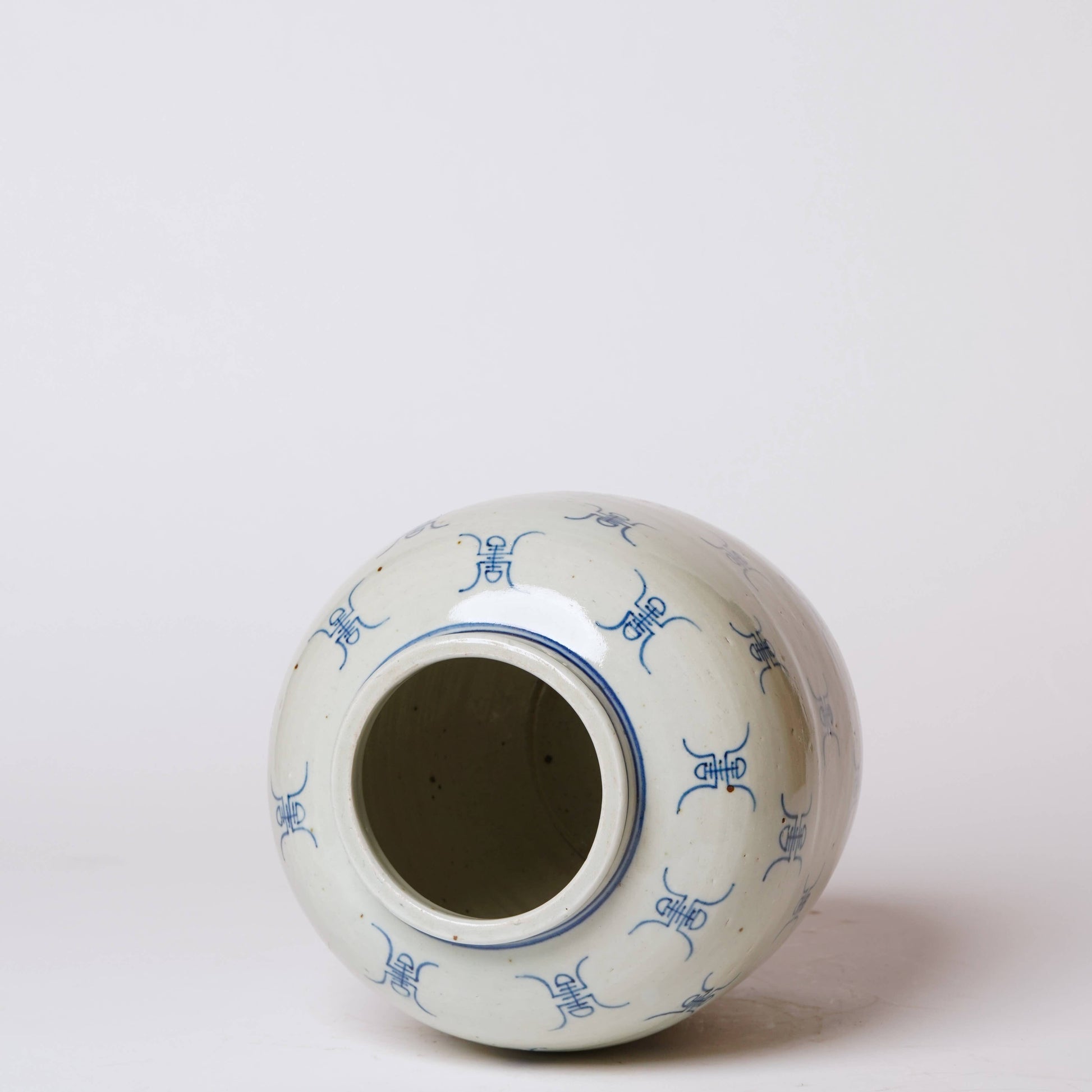 Blue and White Longevity Barrel Vase Vases, Planters & Jars 