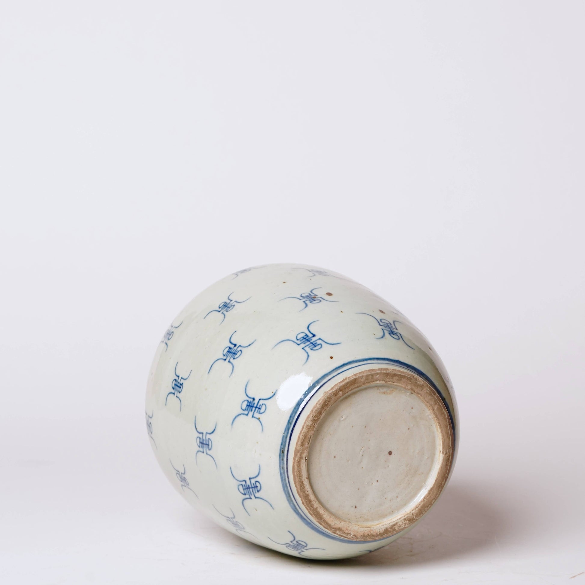 Blue and White Longevity Barrel Vase Vases, Planters & Jars 
