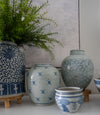 Blue and White Longevity Barrel Vase Vases, Planters & Jars 