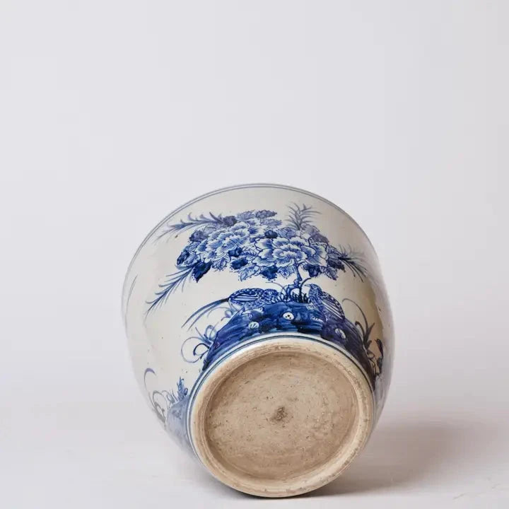 Blue and White Porcelain Peony And Kinglet Planter Vases & Planters 