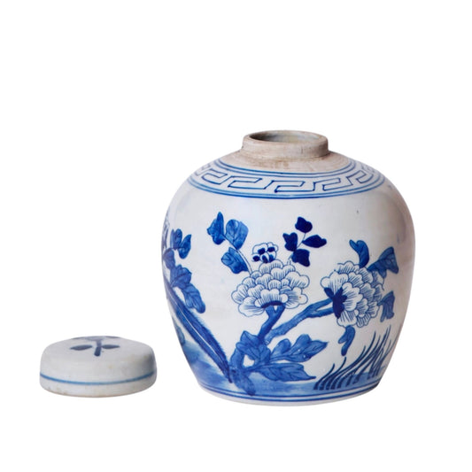 Blue and White Porcelain Pheasant and Flower Jar Vases, Planters & Jars 
