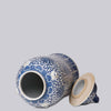 Blue and White Porcelain Scrolling Lotus Rondelle Temple Jar Vases, Planters & Jars 