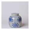 Blue and White Porcelain Spotted Peony Round Jar Vases, Planters & Jars 