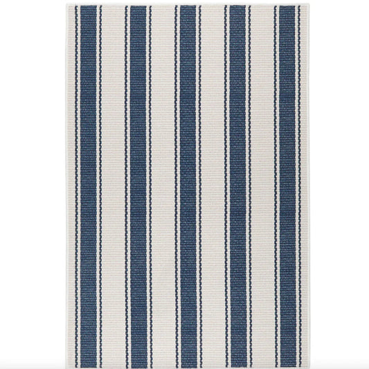 Blue Awning Stripe Machine Washable Rug WASHABLE 