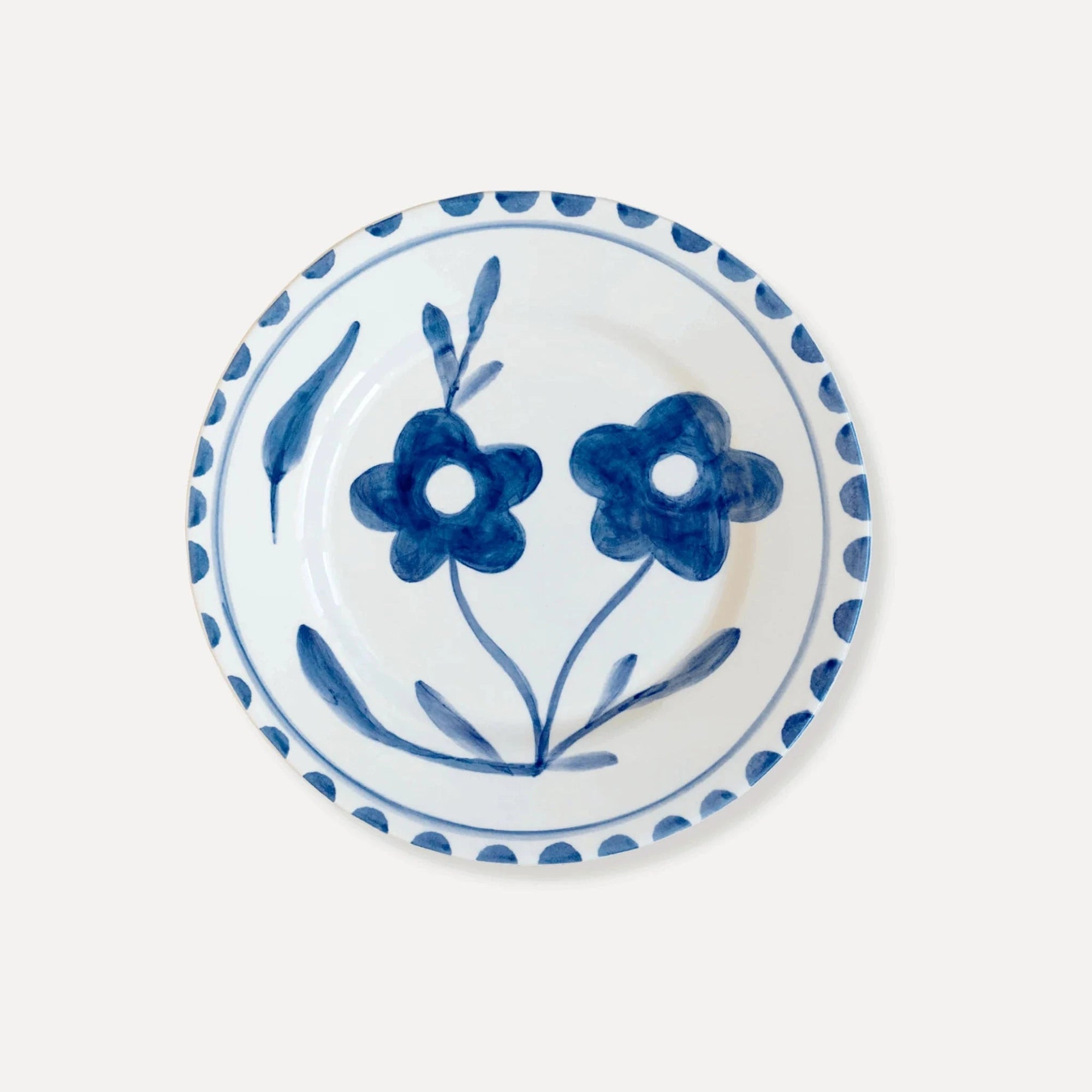 Blue Flowers Hand-Painted Plate Serveware 