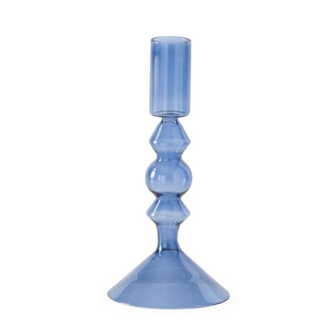 Blue Glass Modern Taper Candleholders Objects & Accents Medium 