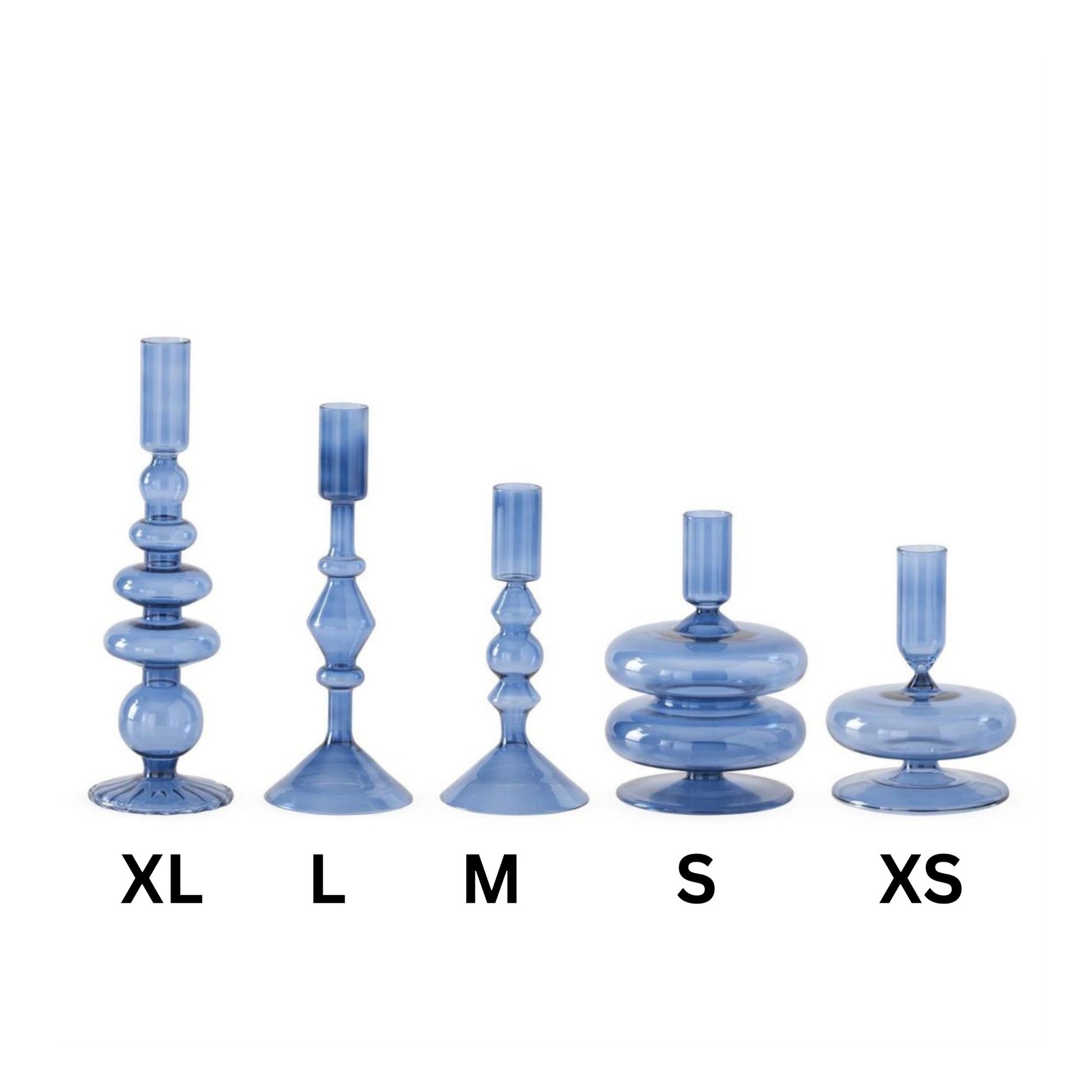 Blue Glass Modern Taper Candleholders Objects & Accents 