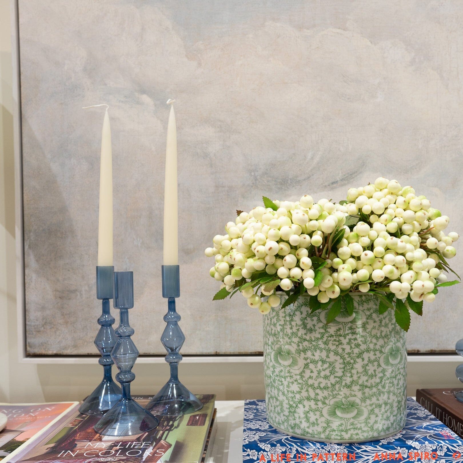 Blue Glass Modern Taper Candleholders Objects & Accents 