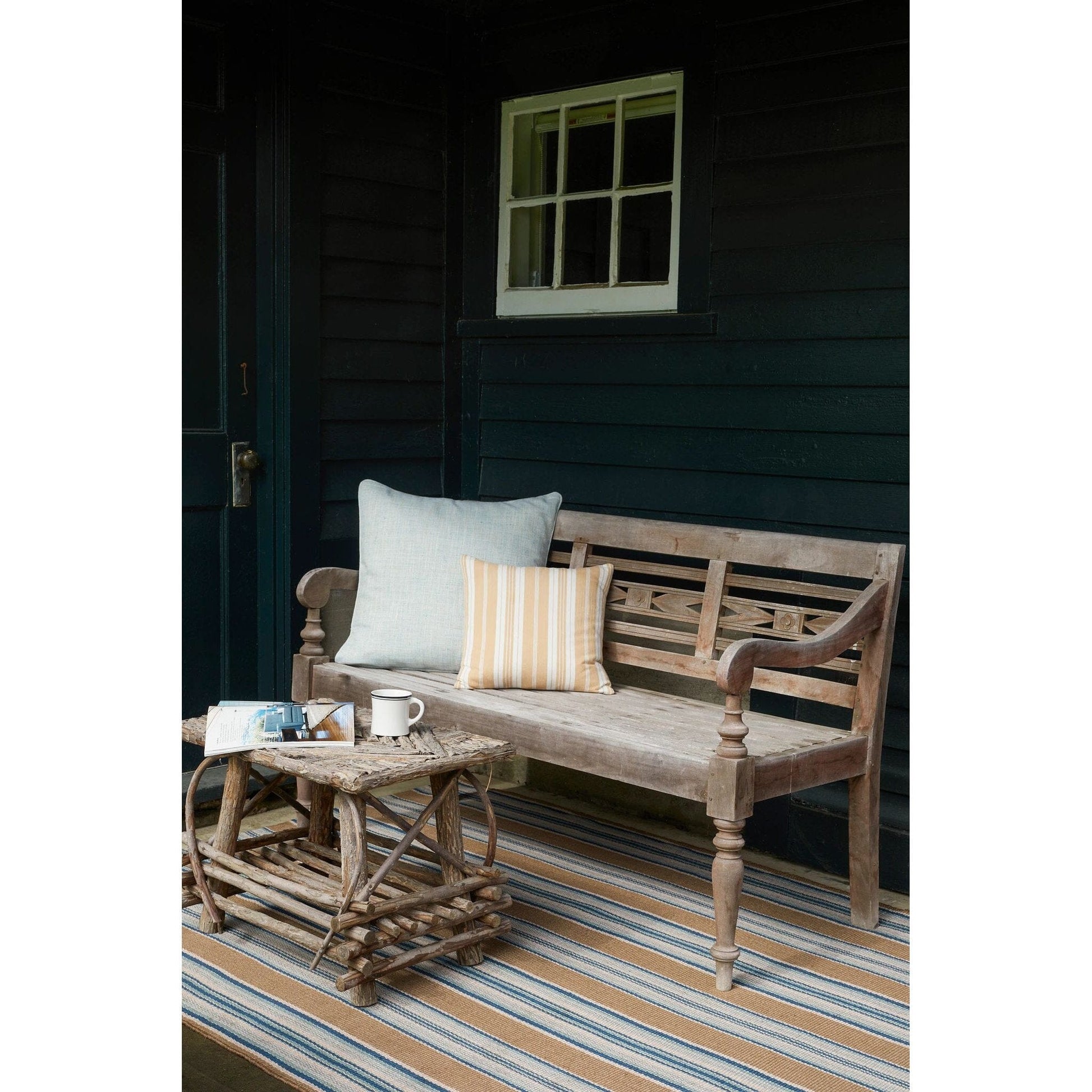 Blue Heron Stripe Handwoven Indoor/Outdoor Rug Rugs 