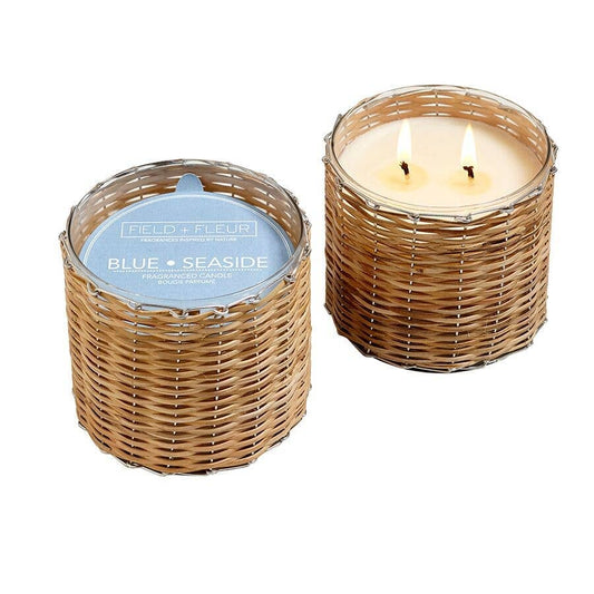 Blue Seaside 2 Wick Handwoven Candle 