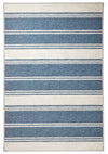 Bowman Stripe Blue Machine Washable Rug Rugs 