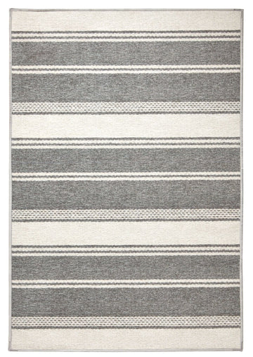 Bowman Stripe Grey Machine Washable Rug Rugs 