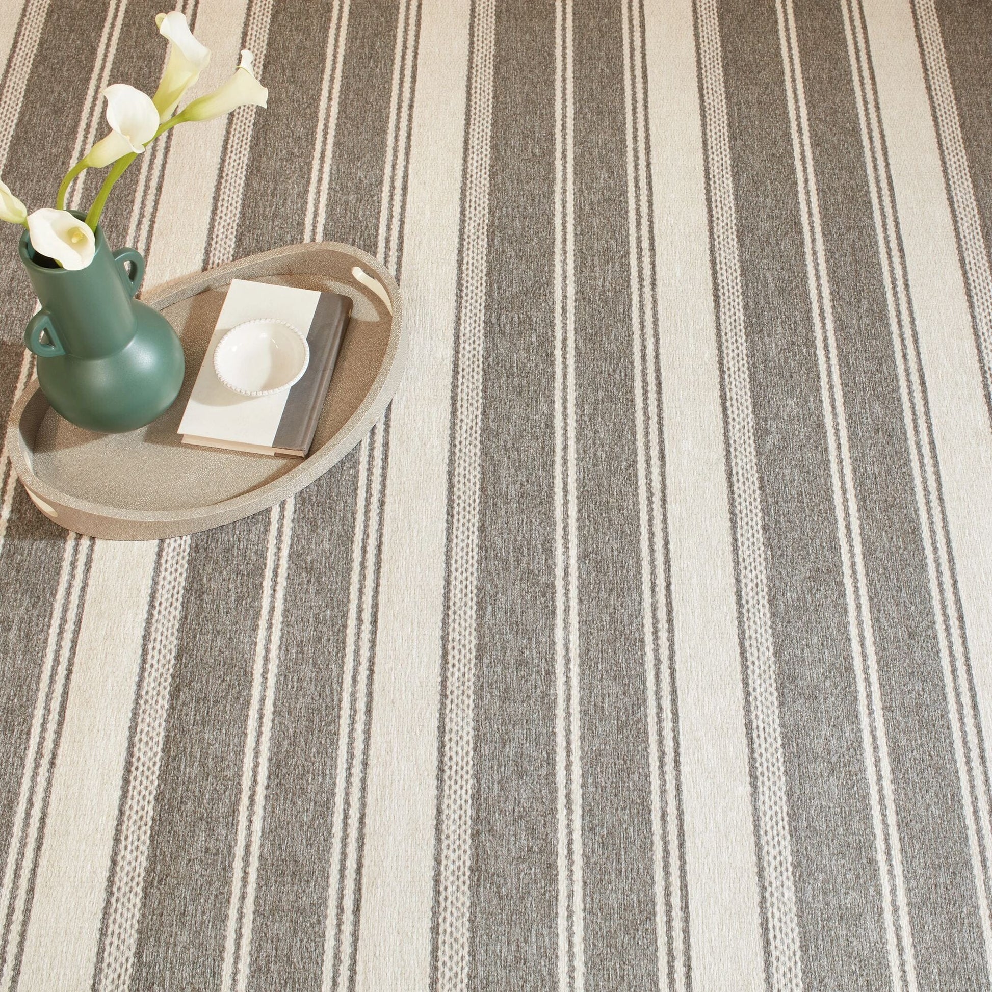 Bowman Stripe Grey Machine Washable Rug Rugs 