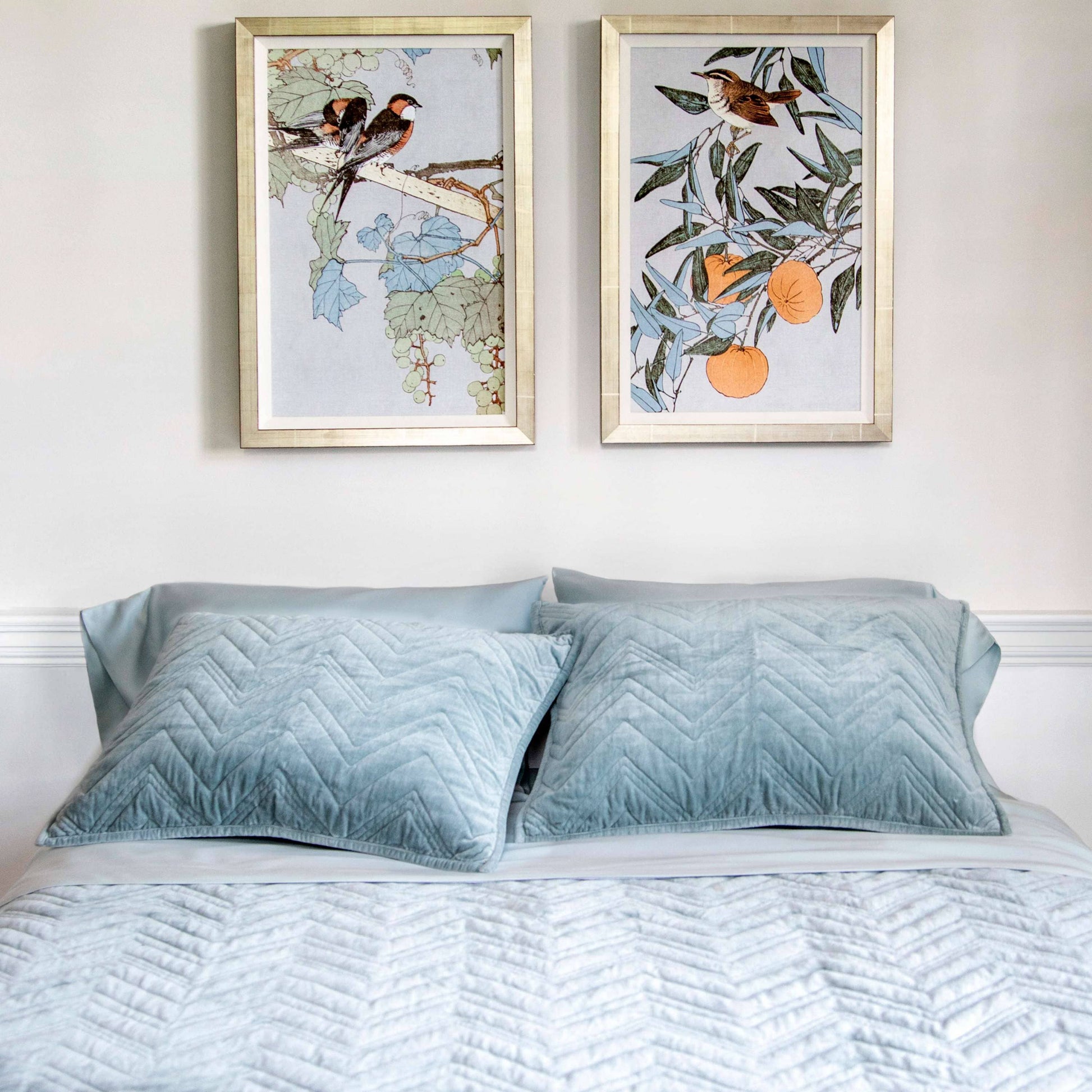 Brentwood Velvet Ocean Quilted Sham Shams & Pillowcases 