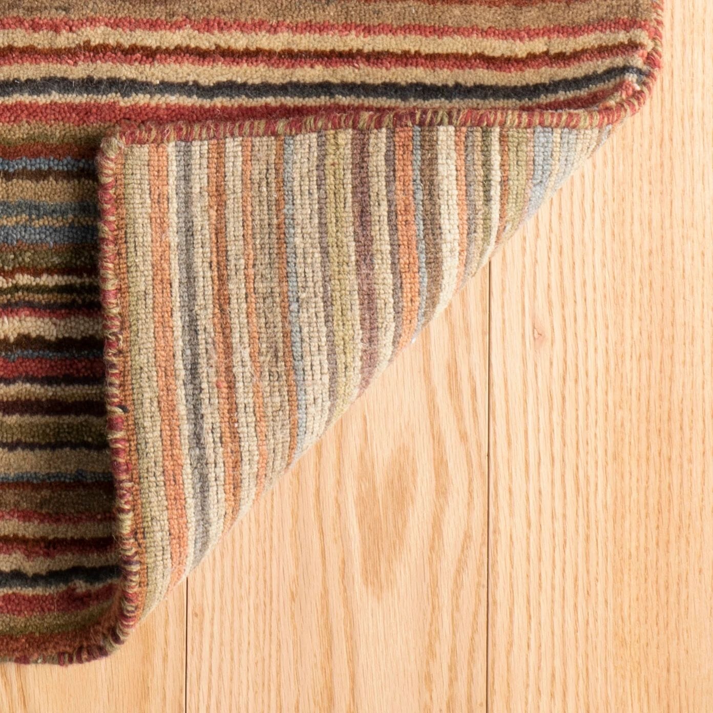 Brindle Stripe Spice Hand Loom Knotted Wool Rug Rugs 