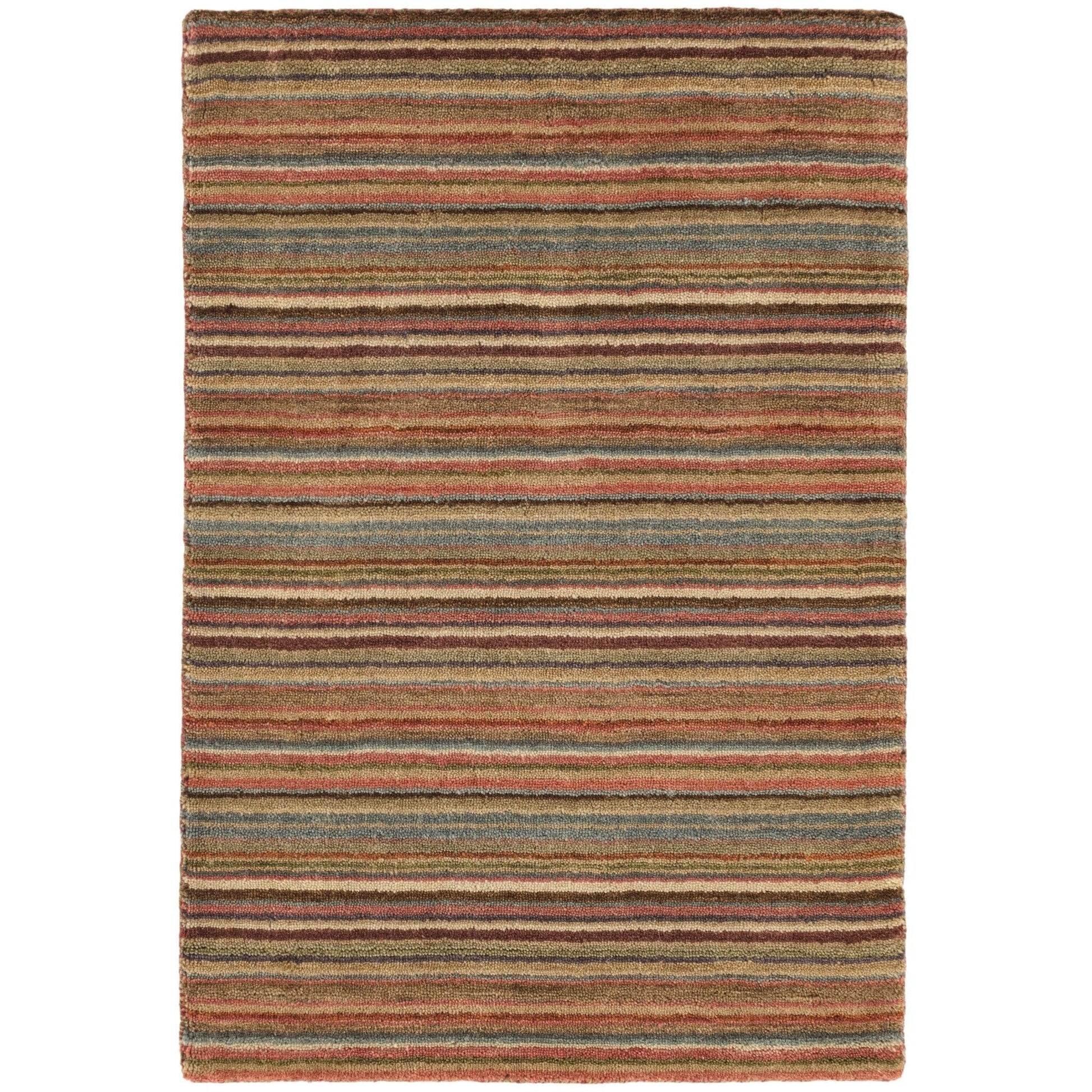 Brindle Stripe Spice Hand Loom Knotted Wool Rug Rugs 