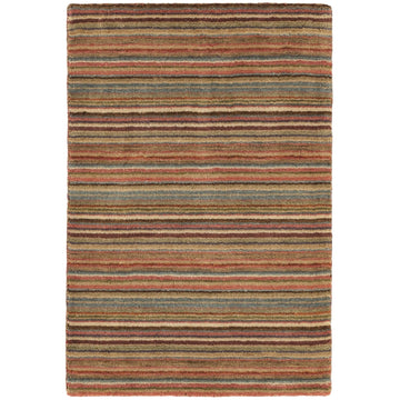 Brindle Stripe Spice Hand Loom Knotted Wool Rug Rugs 
