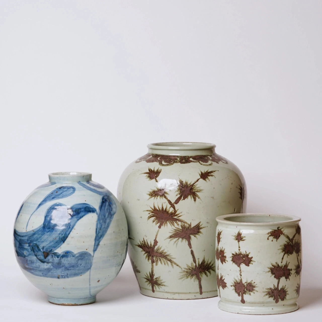 Brown and White Cachepot Vases, Planters & Jars 